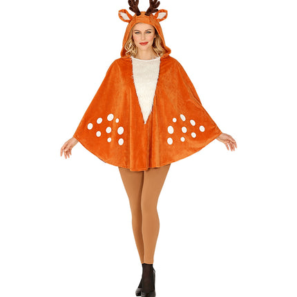 e-carnavalskleding-SYK Rendier poncho met muts volwassenen
