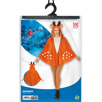 e-carnavalskleding-SYK Rendier poncho met muts volwassenen