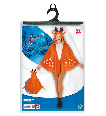 e-carnavalskleding-SYK Rendier poncho met muts volwassenen