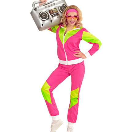 e-carnavalskleding-SYK Retro trainingspak roze/geel