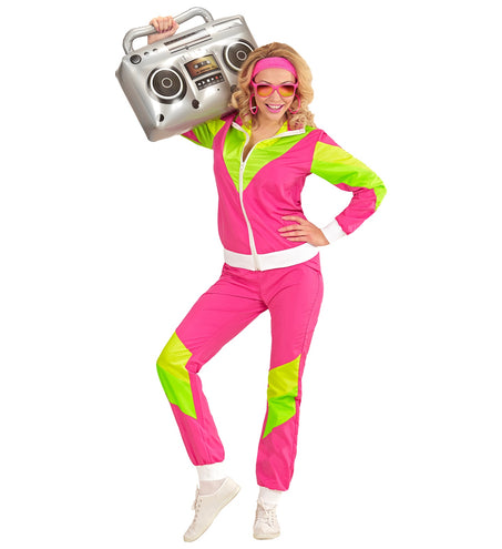 e-carnavalskleding-SYK Retro trainingspak roze/geel