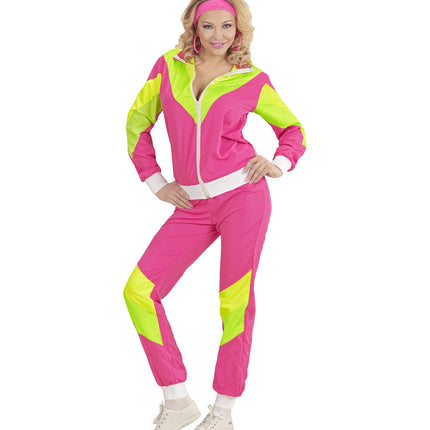 e-carnavalskleding-SYK Retro trainingspak roze/geel