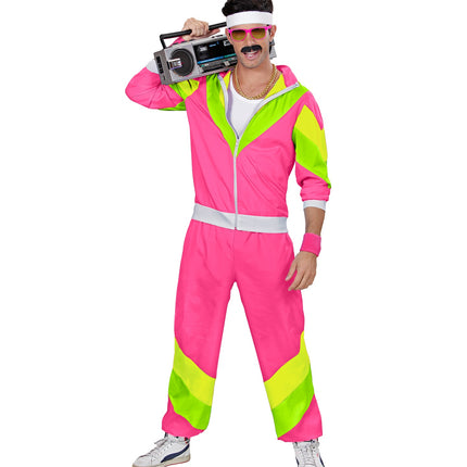 e-carnavalskleding-SYK Retro trainingspak roze/geel