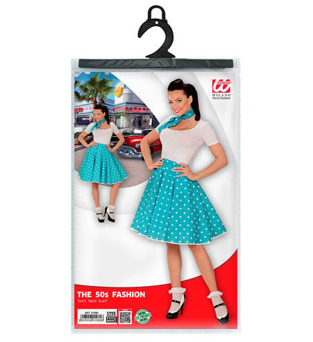 e-carnavalskleding-SYK Rock en Roll rokje blauw met halsbandje