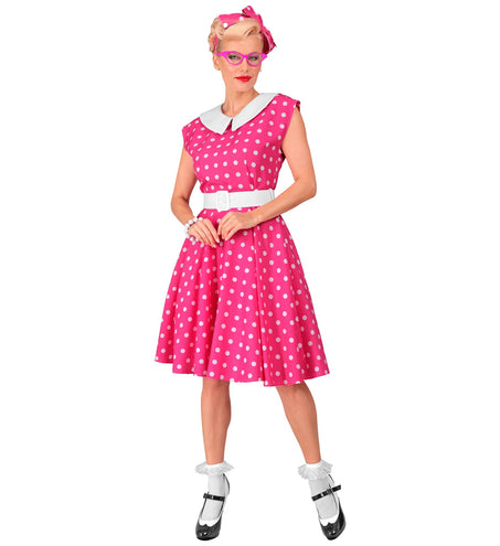 e-carnavalskleding-SYK Rock-'n-roll fashion jurk roze 50s