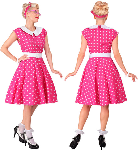 e-carnavalskleding-SYK Rock-'n-roll fashion jurk roze 50s