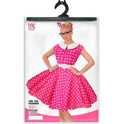 e-carnavalskleding-SYK Rock-'n-roll fashion jurk roze 50s