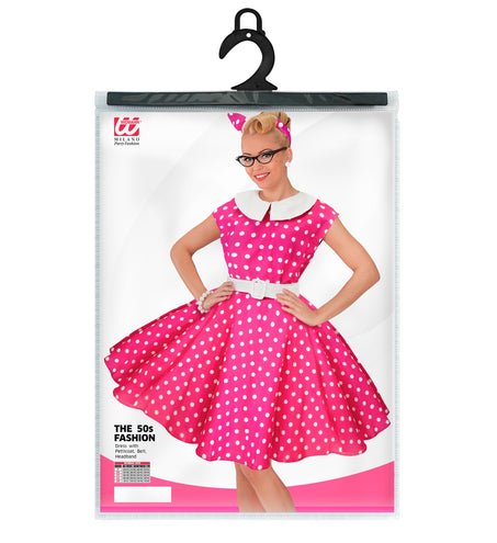 e-carnavalskleding-SYK Rock-'n-roll fashion jurk roze 50s