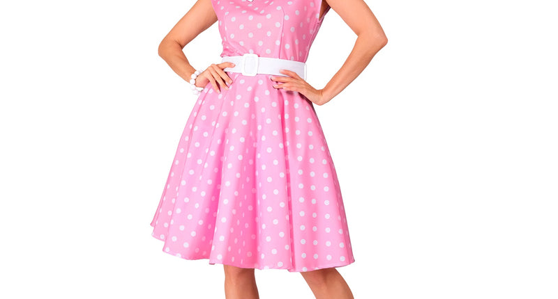 e-carnavalskleding-SYK Rock-'n- roll  fashion jurk roze 50s