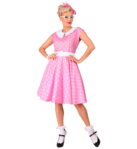 e-carnavalskleding-SYK Rock-'n- roll  fashion jurk roze 50s