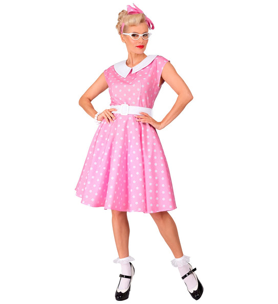 e-carnavalskleding-SYK Rock-'n- roll  fashion jurk roze 50s