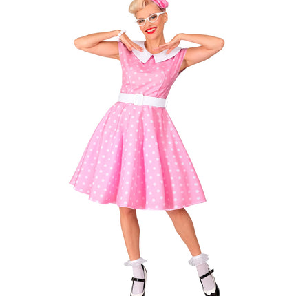e-carnavalskleding-SYK Rock-'n- roll  fashion jurk roze 50s