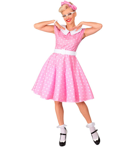 e-carnavalskleding-SYK Rock-'n- roll  fashion jurk roze 50s