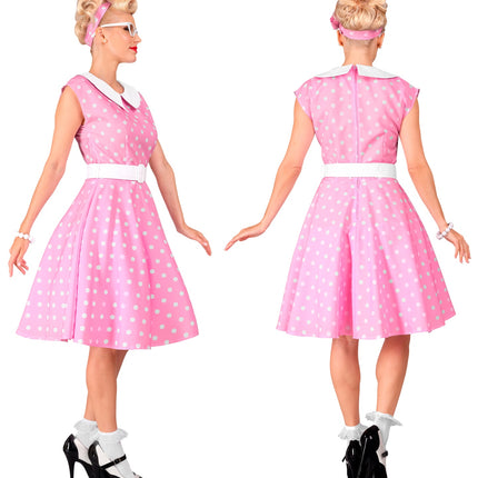 e-carnavalskleding-SYK Rock-'n- roll  fashion jurk roze 50s