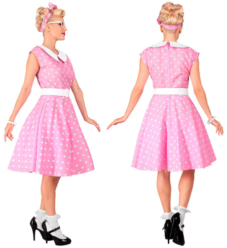 e-carnavalskleding-SYK Rock-'n- roll  fashion jurk roze 50s