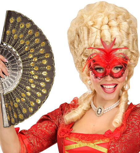 e-carnavalskleding-SYK Rode baronessen oogmaskertjes met veertjes