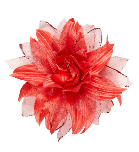 e-carnavalskleding-SYK Rode bloemen haarclip met glitters