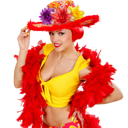 e-carnavalskleding-SYK Rode bloemen haarclip met glitters