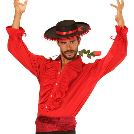 e-carnavalskleding-SYK Rode blouse met ruches
