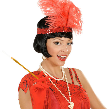e-carnavalskleding-SYK Rode Charleston hoofdband met veren