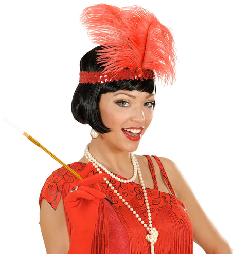 e-carnavalskleding-SYK Rode Charleston hoofdband met veren