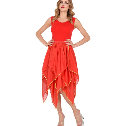 e-carnavalskleding-SYK Rode chiffon rok