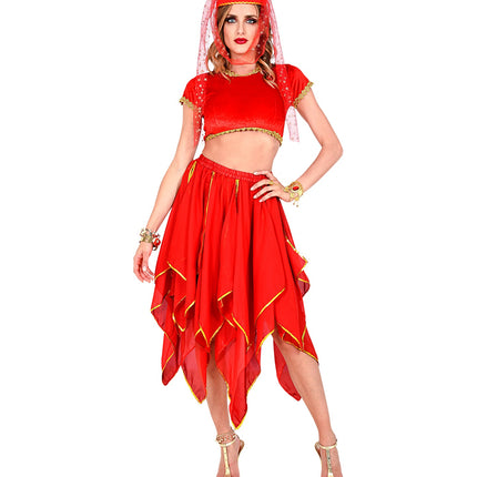 e-carnavalskleding-SYK Rode chiffon rok