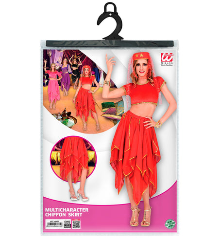 e-carnavalskleding-SYK Rode chiffon rok