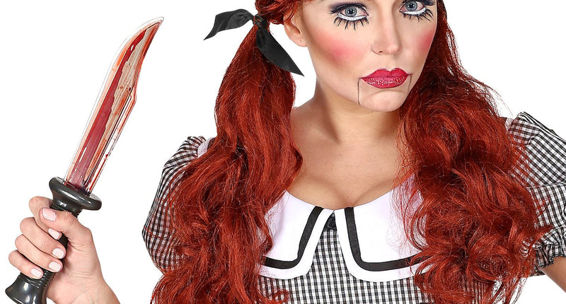 e-carnavalskleding-SYK Rode halloween pruik met twee staartjes