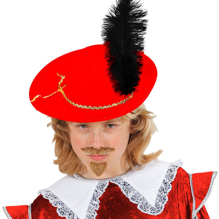 e-carnavalskleding-SYK Rode musketier hoed kind
