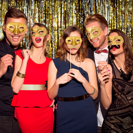 e-carnavalskleding-SYK Rond goud oogmasker masquerade