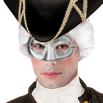 e-carnavalskleding-SYK Rond zilver oogmasker masquerade