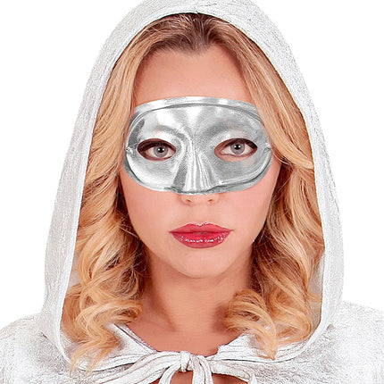 e-carnavalskleding-SYK Rond zilver oogmasker masquerade