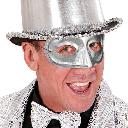 e-carnavalskleding-SYK Rond zilver oogmasker masquerade