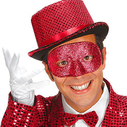 e-carnavalskleding-SYK Rood glitter oogmasker