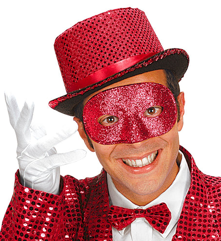e-carnavalskleding-SYK Rood glitter oogmasker