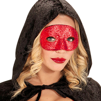 e-carnavalskleding-SYK Rood glitter oogmasker
