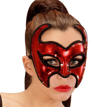 e-carnavalskleding-SYK Rood metallic duivelsmasker