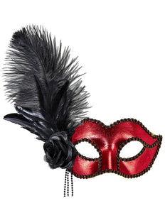 e-carnavalskleding-SYK Rood Metallic Venetiaans oogmasker