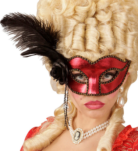 e-carnavalskleding-SYK Rood Metallic Venetiaans oogmasker