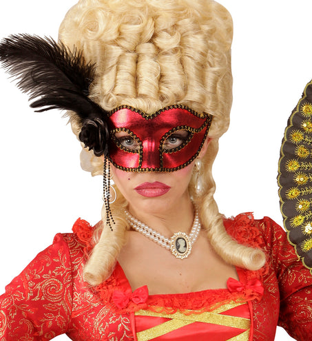 e-carnavalskleding-SYK Rood Metallic Venetiaans oogmasker