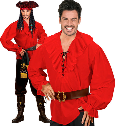 e-carnavalskleding-SYK Rood piratenshirt volwassenen
