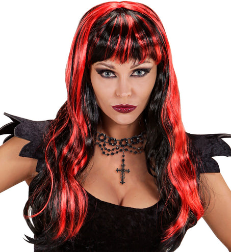e-carnavalskleding-SYK Rood zwarte Halloween pruik