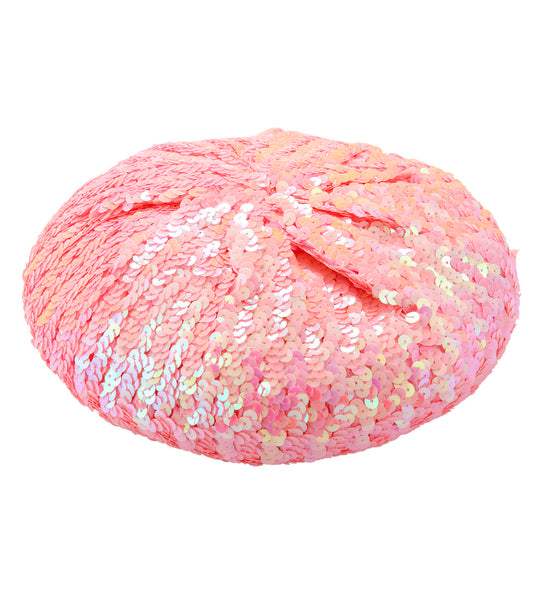 e-carnavalskleding-SYK Roze baret pailletten glitter muts