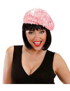 e-carnavalskleding-SYK Roze baret pailletten glitter muts