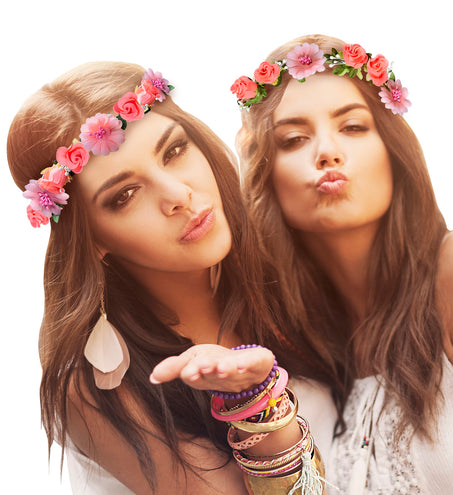 e-carnavalskleding-SYK Roze bloemen hoofdbandjes