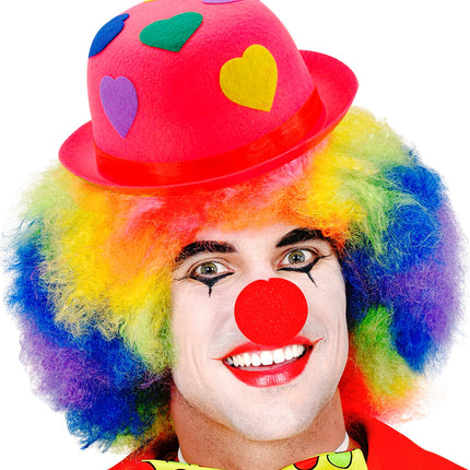 e-carnavalskleding-SYK Roze bolhoed clown met hartjes