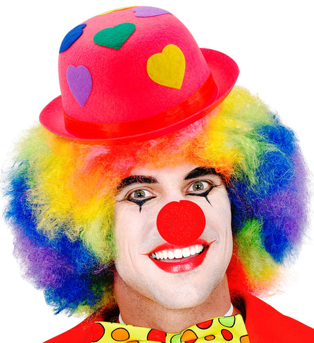 e-carnavalskleding-SYK Roze bolhoed clown met hartjes