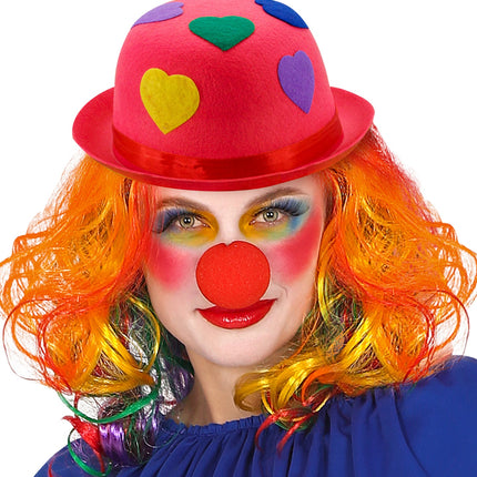 e-carnavalskleding-SYK Roze bolhoed clown met hartjes
