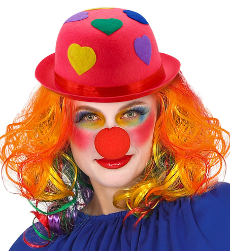 e-carnavalskleding-SYK Roze bolhoed clown met hartjes